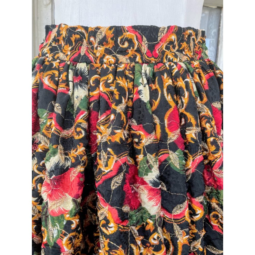 Vintage 1960s Puffy Crinoline Maxi Skirt Metallic Floral - Picture 12 of 15